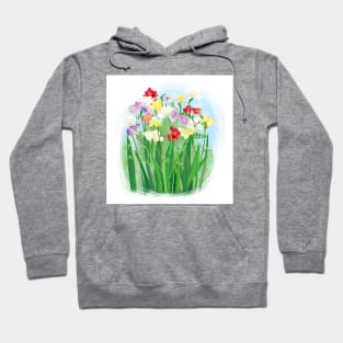 colorful spring flowers - freesia with greenery Hoodie